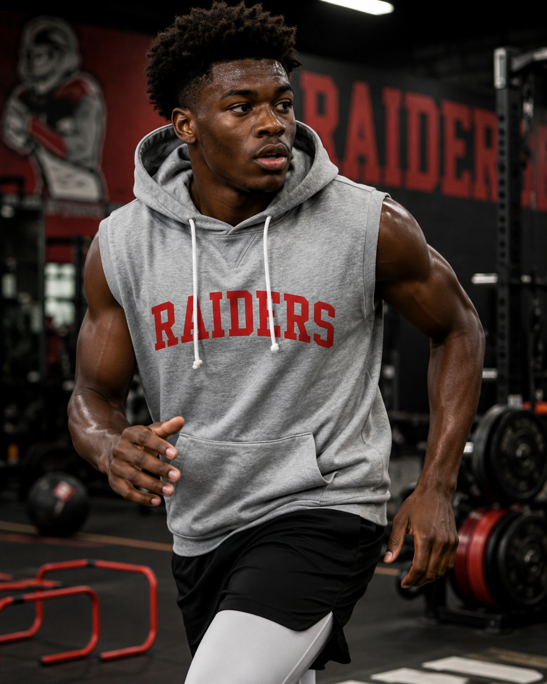 Raiders Short Sleeve Warmup Hoodie